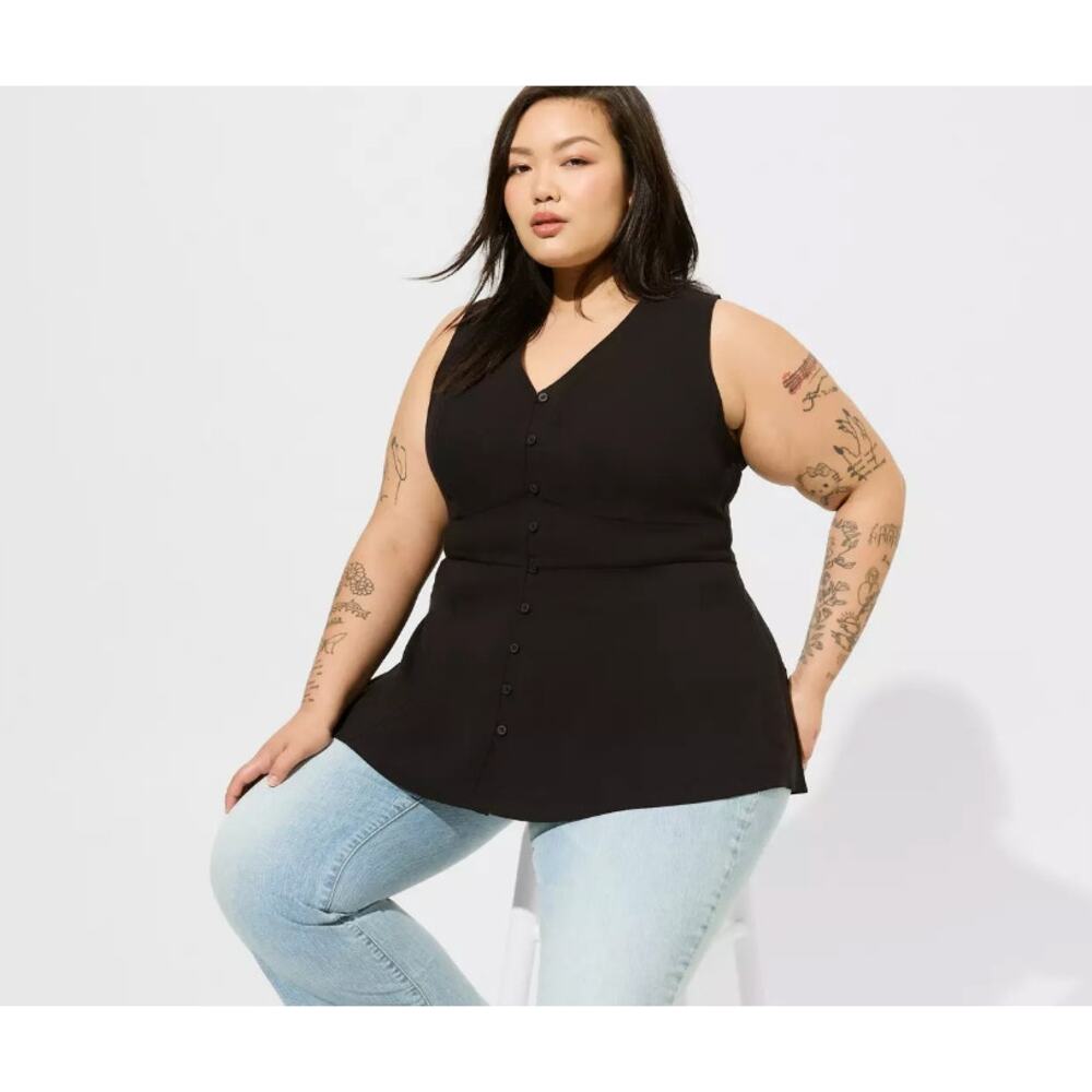 TORRID Rayon Slub Button Up top With Waist Plus 4X - Picture 1 of 4